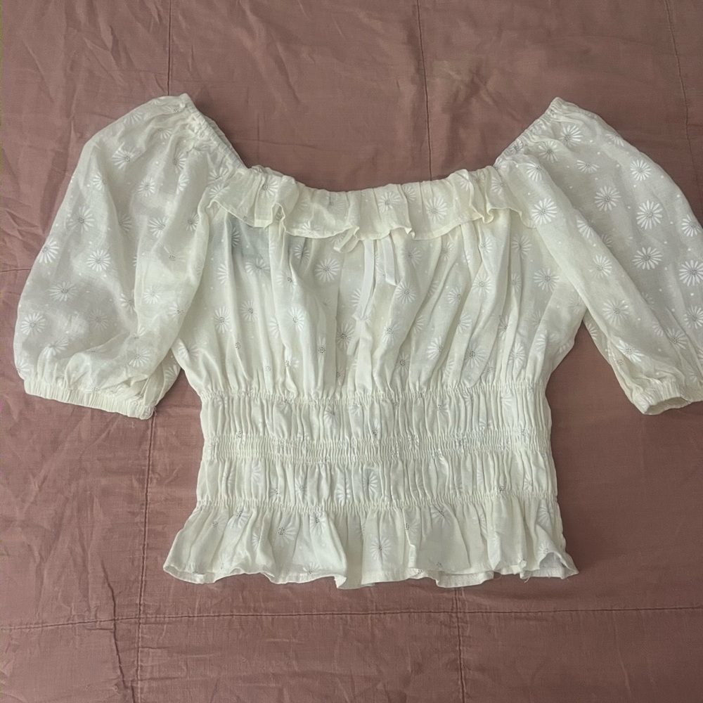 Elegant Cream Off-Shoulder Top
